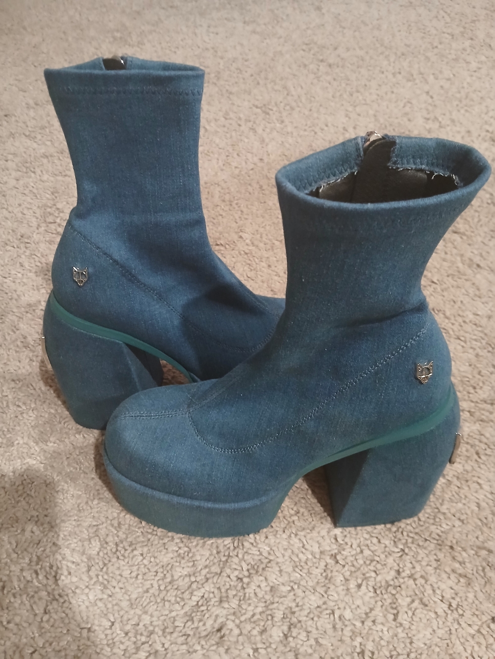 Naked Wolfe Sugar Denim Platform Sock Boots - Picture 2 of 8
